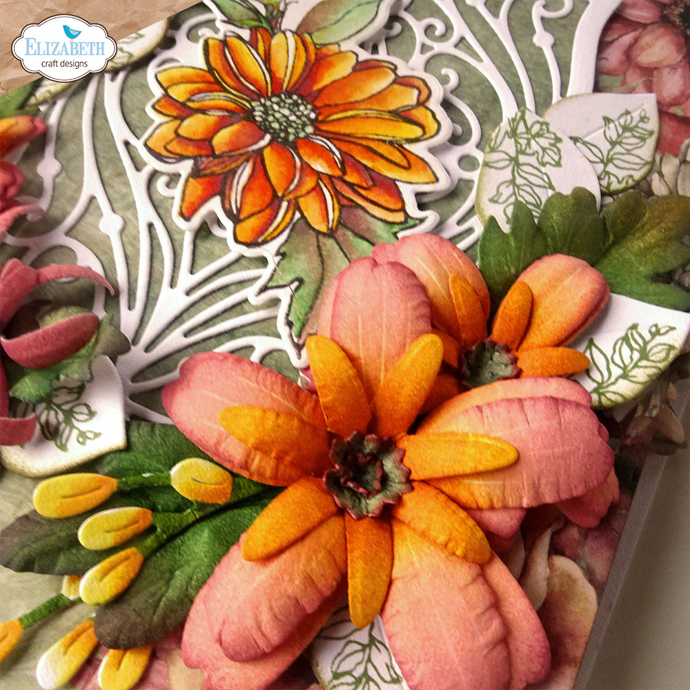 Elizabeth Craft Designs Autumn Harvest Florals Die & Stamp Set