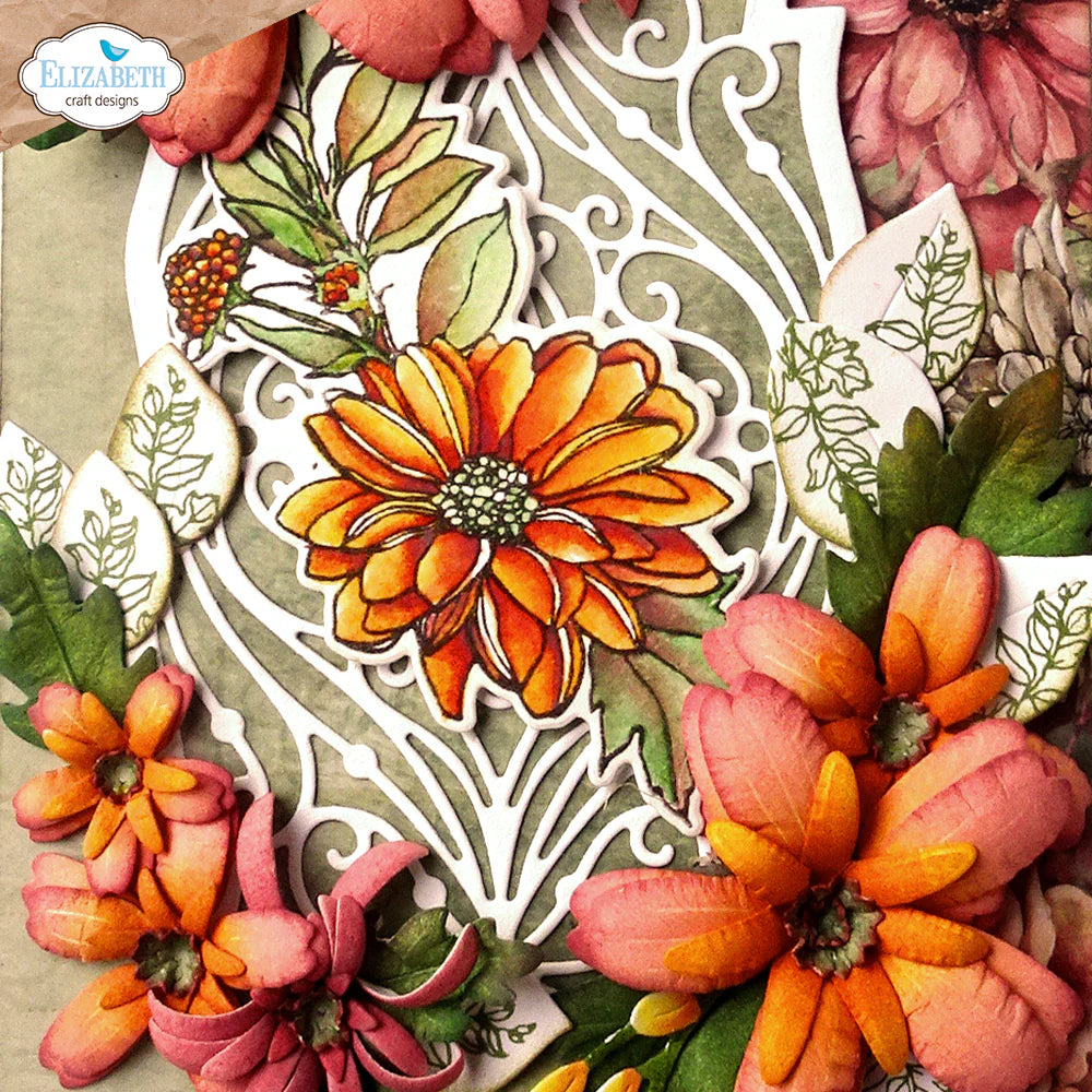 Elizabeth Craft Designs Autumn Harvest Florals Die & Stamp Set