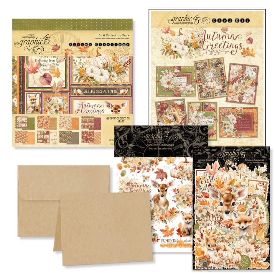 Graphic 45 Autumn Greetings - Floating Gatefold Card Set 2024 Kit 6