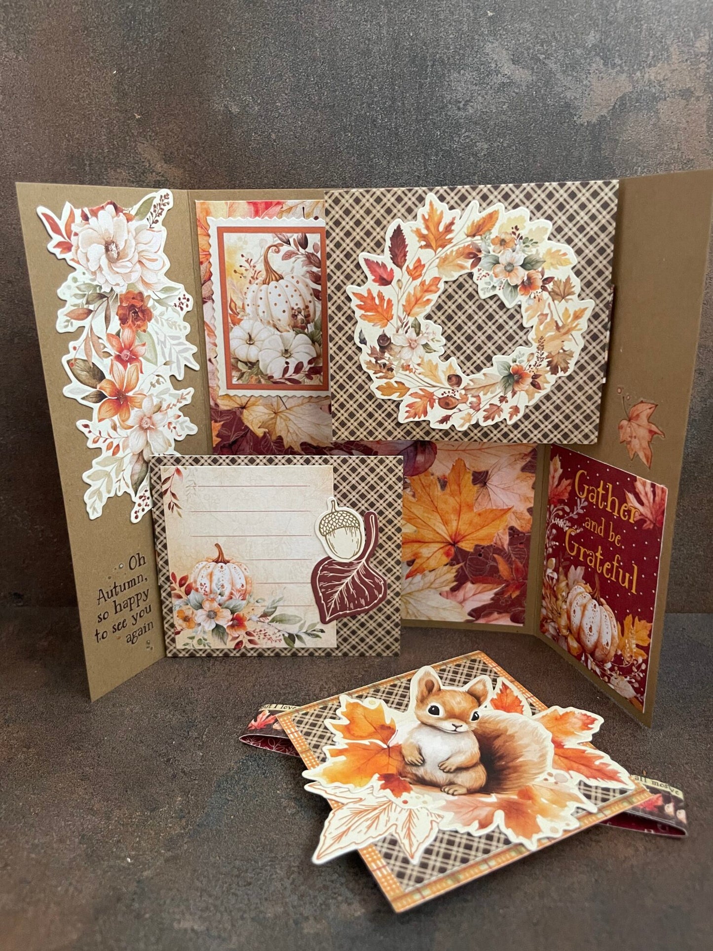 Graphic 45 Autumn Greetings - Floating Gatefold Card Set 2024 Kit 6