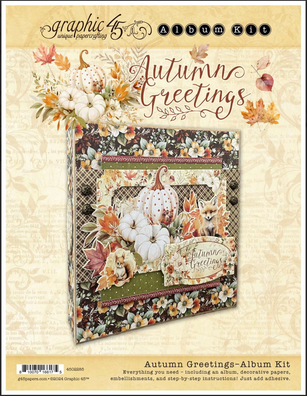 Graphic 45 Autumn Greetings - Trifold Waterfall Folio Album 2024 Kit 6