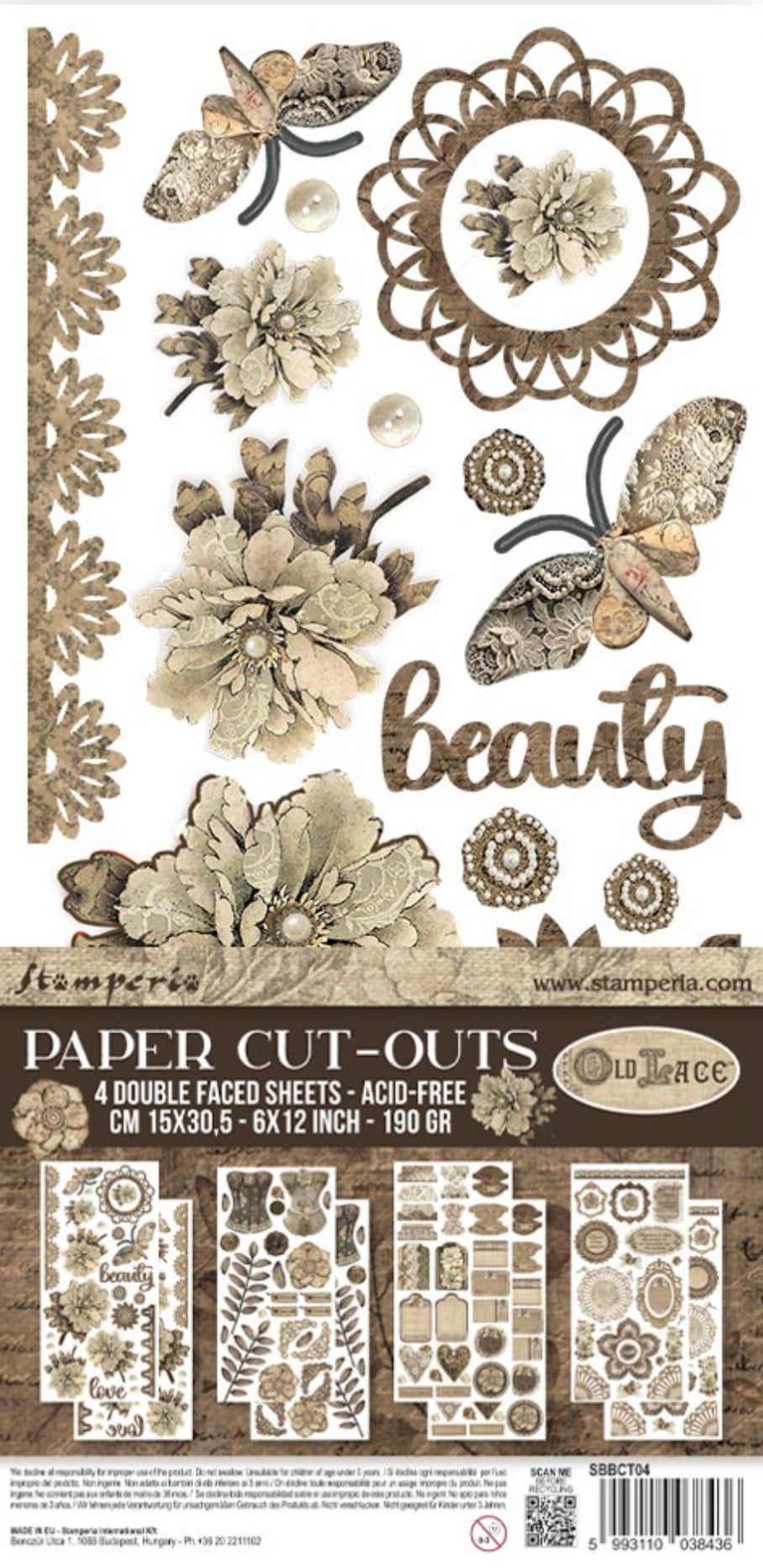 Stamperia Old Lace Paper Cut-Outs (4 Sheets)