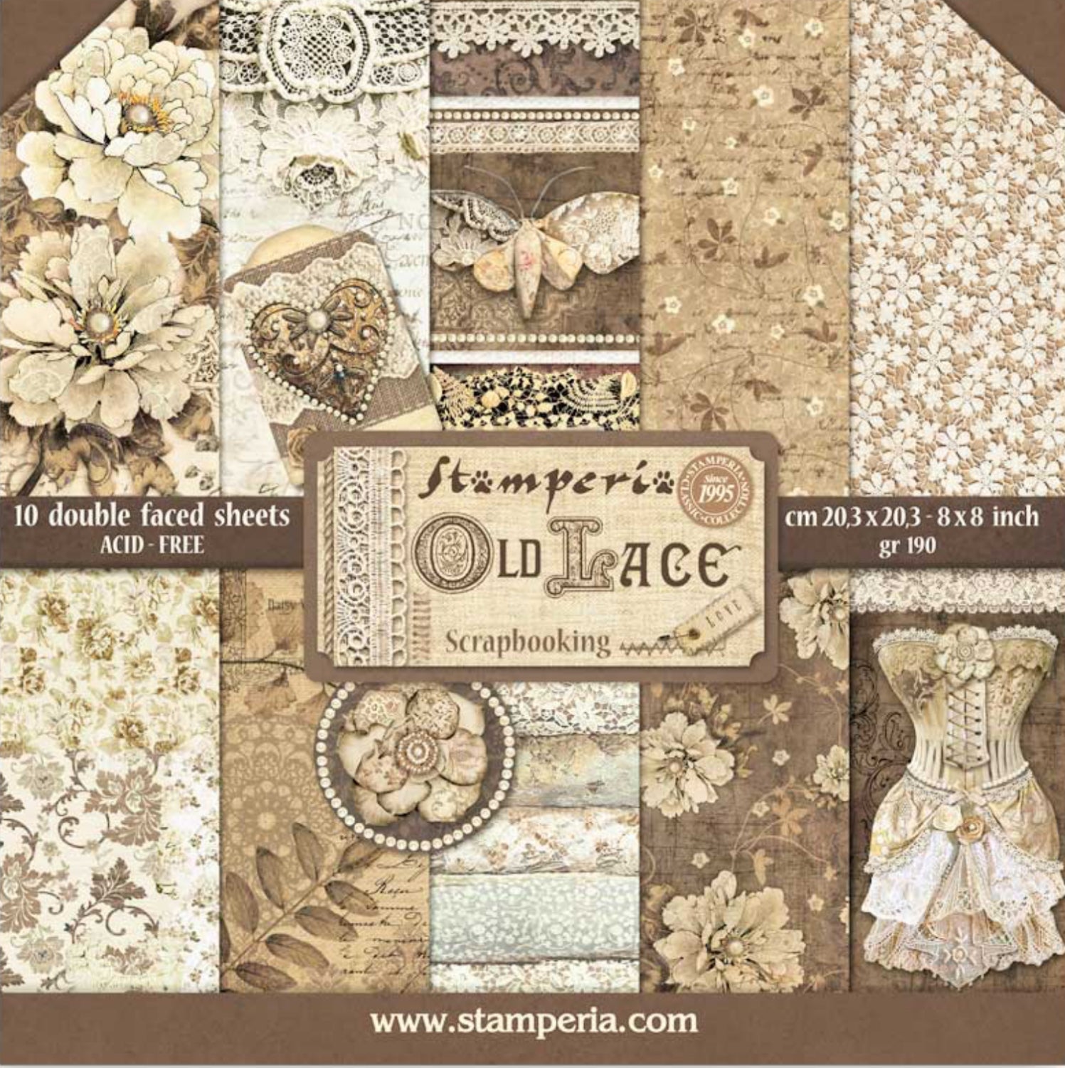 Stamperia Old Lace 8” x 8” Paper Pad