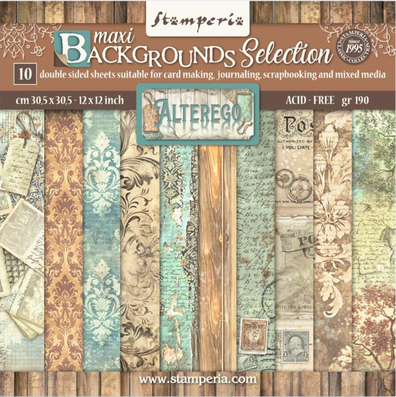 Stamperia Alterego Backgrounds 12” x 12” Paper Pad