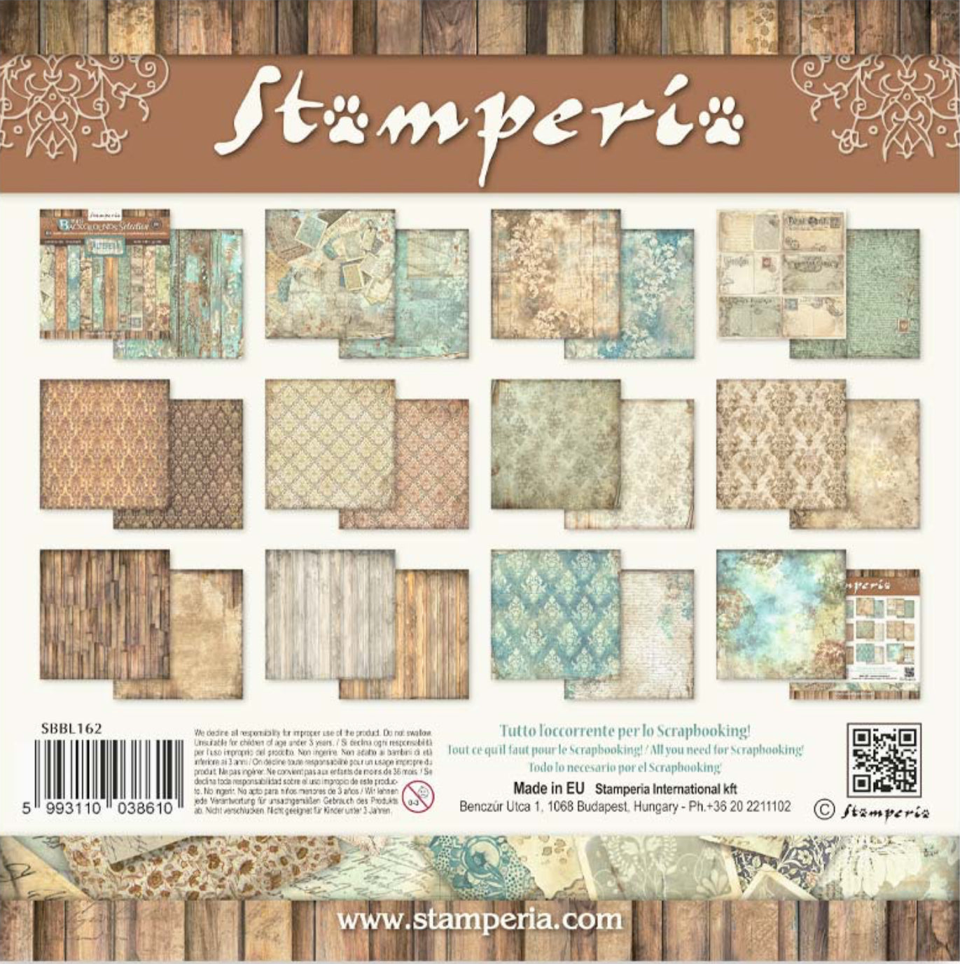 Stamperia Alterego Backgrounds 12” x 12” Paper Pad