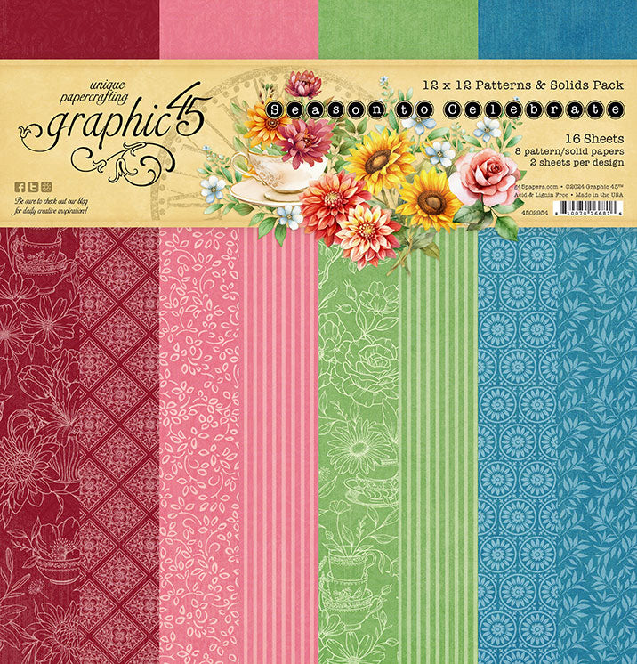 Graphic 45 Season to Celebrate 12” x 12” Patterns & Solids Pack