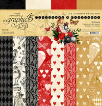 Graphic 45 Curiouser & Curiouser 12” x 12” Patterns & Solids Pack