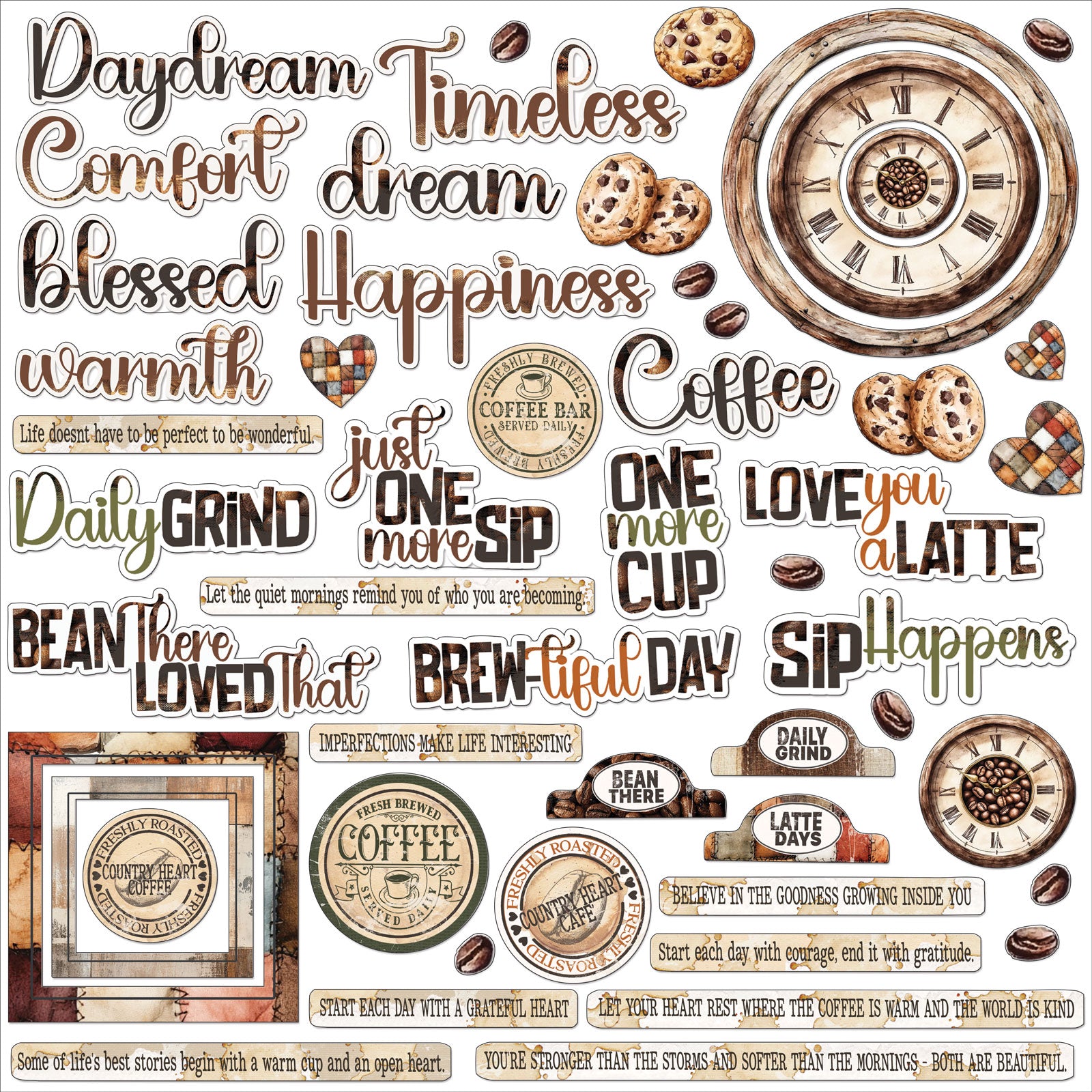 49 & Market Country Heart Cafe Chipboard Assortment