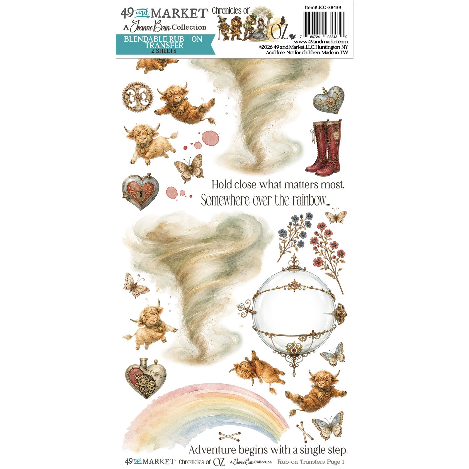 49 & Market Chronicles of Oz 6 x 12 Blendable Rub-on Transfer Set