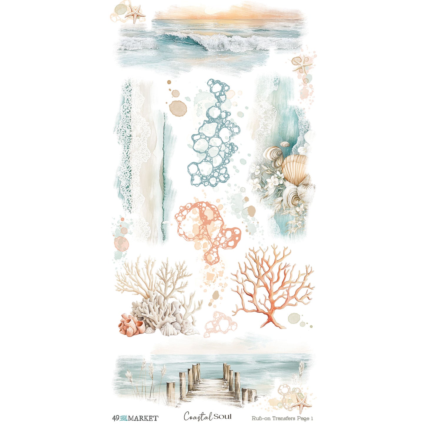 49 & Market Coastal Soul Blendable 6 x 12 Rub-On Transfer Set