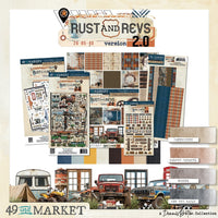 Collection of Rust and Revs design elements by 49 and Market on a beige background.