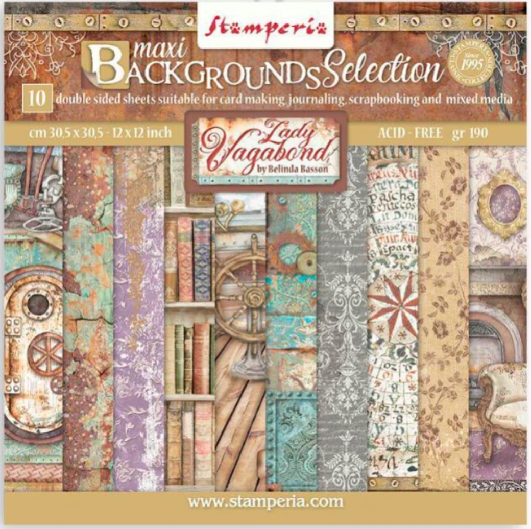 Stamperia Lady Vagabond 12 x 12  Backgrounds Selection Paper Pad