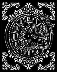 Stamperia dikke stencil-Alice Clock 