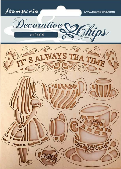 Stamperia Decorative Chips  - Alice Tea Time