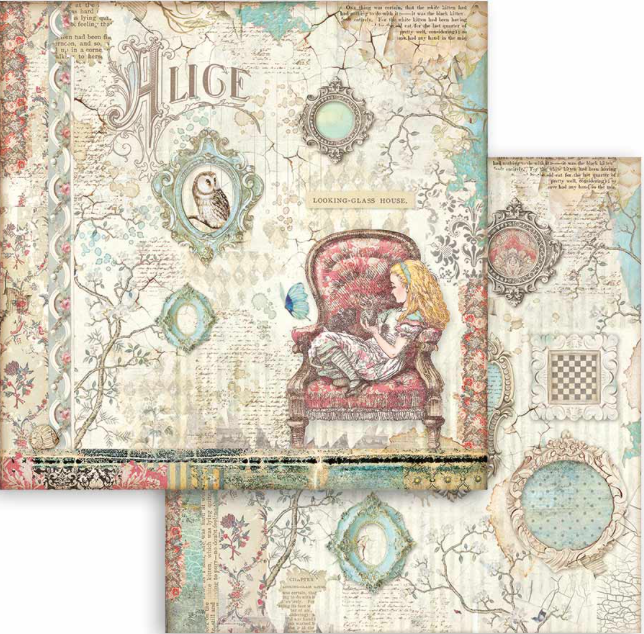 Stamperia Alice Through The Looking Glass 8" x 8" papiercollectie