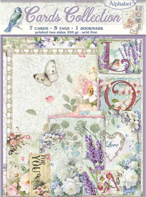 Colección de tarjetas Stamperia - Alfabeto de flores 