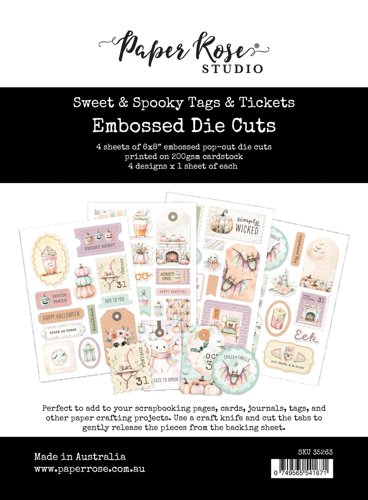 Paper Rose Studio Sweet & Spooky Tags & Tickets Embossed Die Cuts