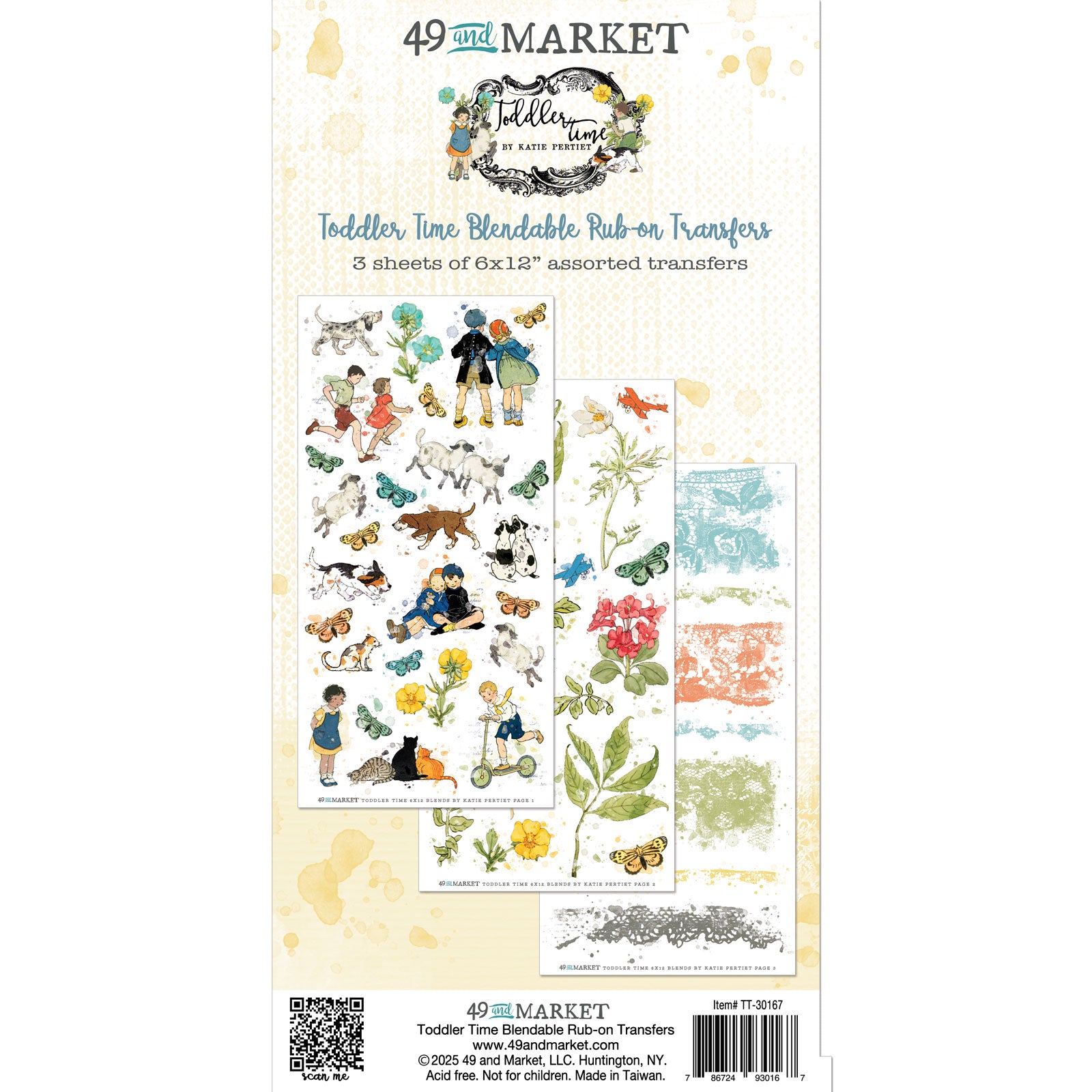 49 & Market Toddler Time Blendable 6 x 12 Rub-On Transfer Set