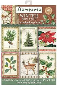 Tarjetas de Scrapbooking botánicas de invierno de Stamperia