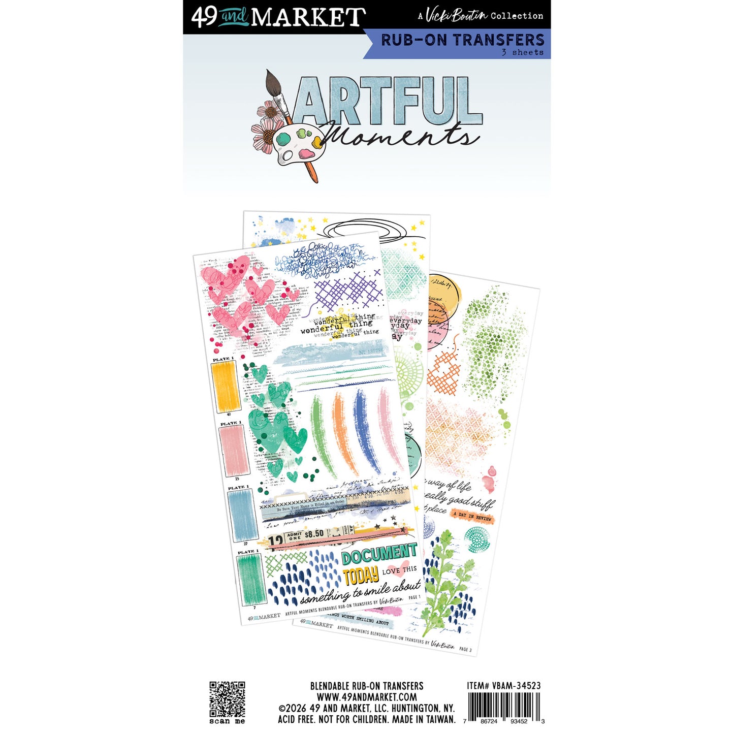 49 & Market Artful Moments Blendable 6 x 12 Rub-On Transfer Set