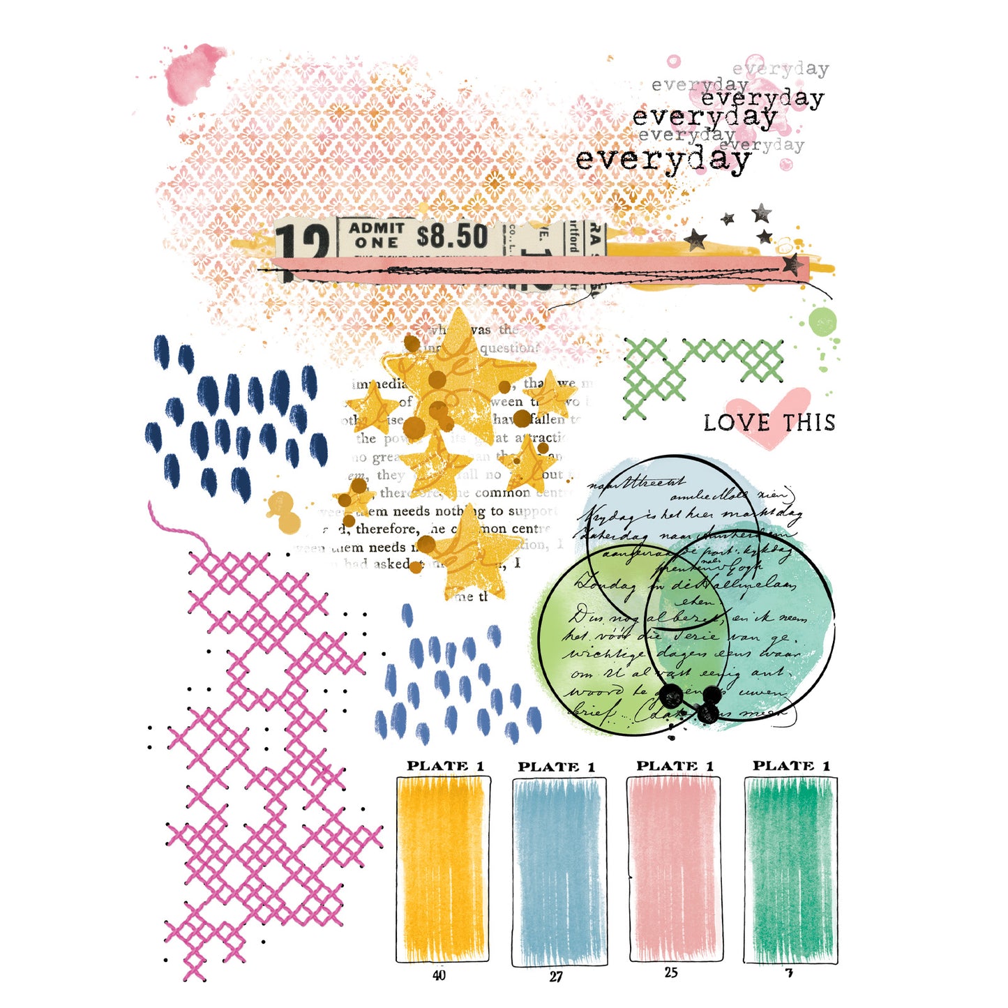 49 & Market Artful Moments Blendable 6 x 12 Rub-On Transfer Set