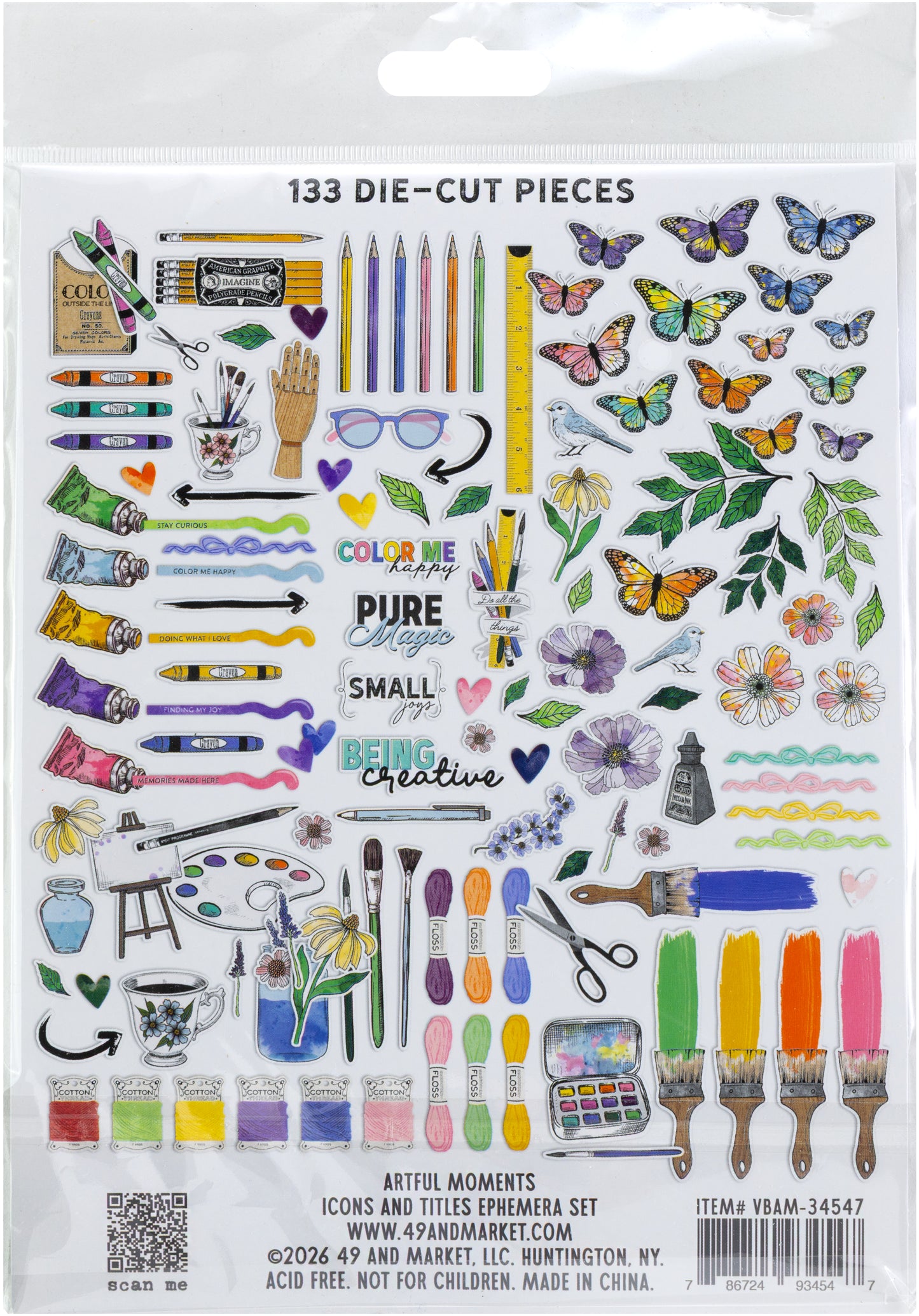 49 & Market Artful Moments Icons and Titles Ephemera Set