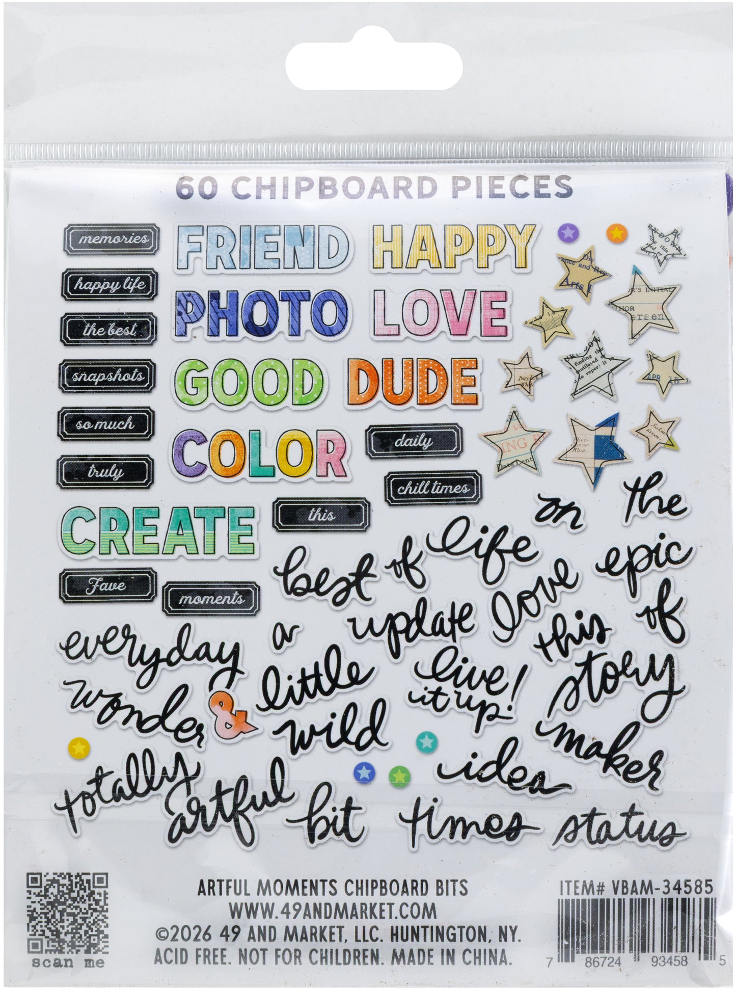 49 & Market Artful Moments Chipboard Bits