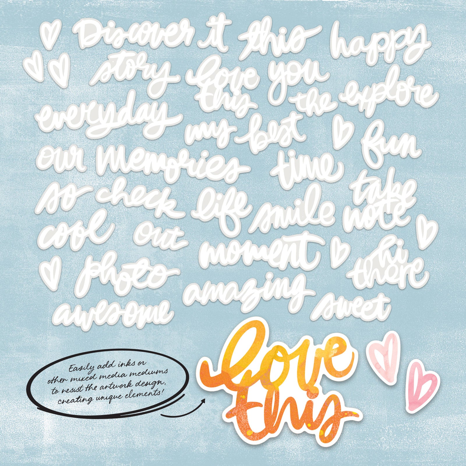 49 & Market Irresistible Chipboard Words by Vicki Boutin