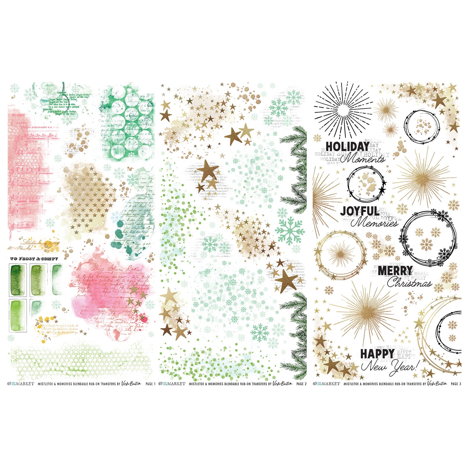 49 & Market Mistletoe and Memories Blendable 6 x 12 Rub-On Transfer Set