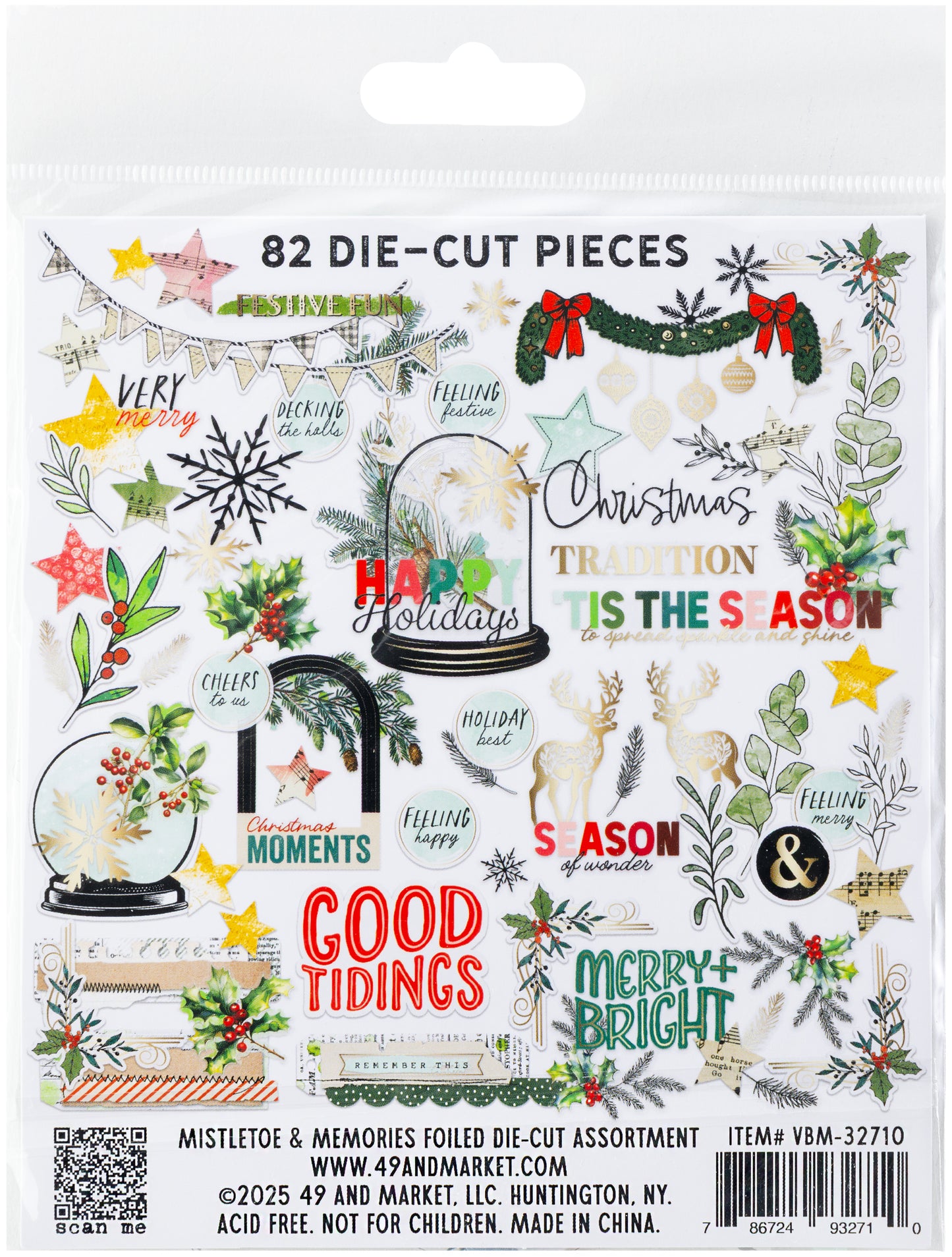 49 & Market Mistletoe and Memories Foiled Die-Cut Assortment