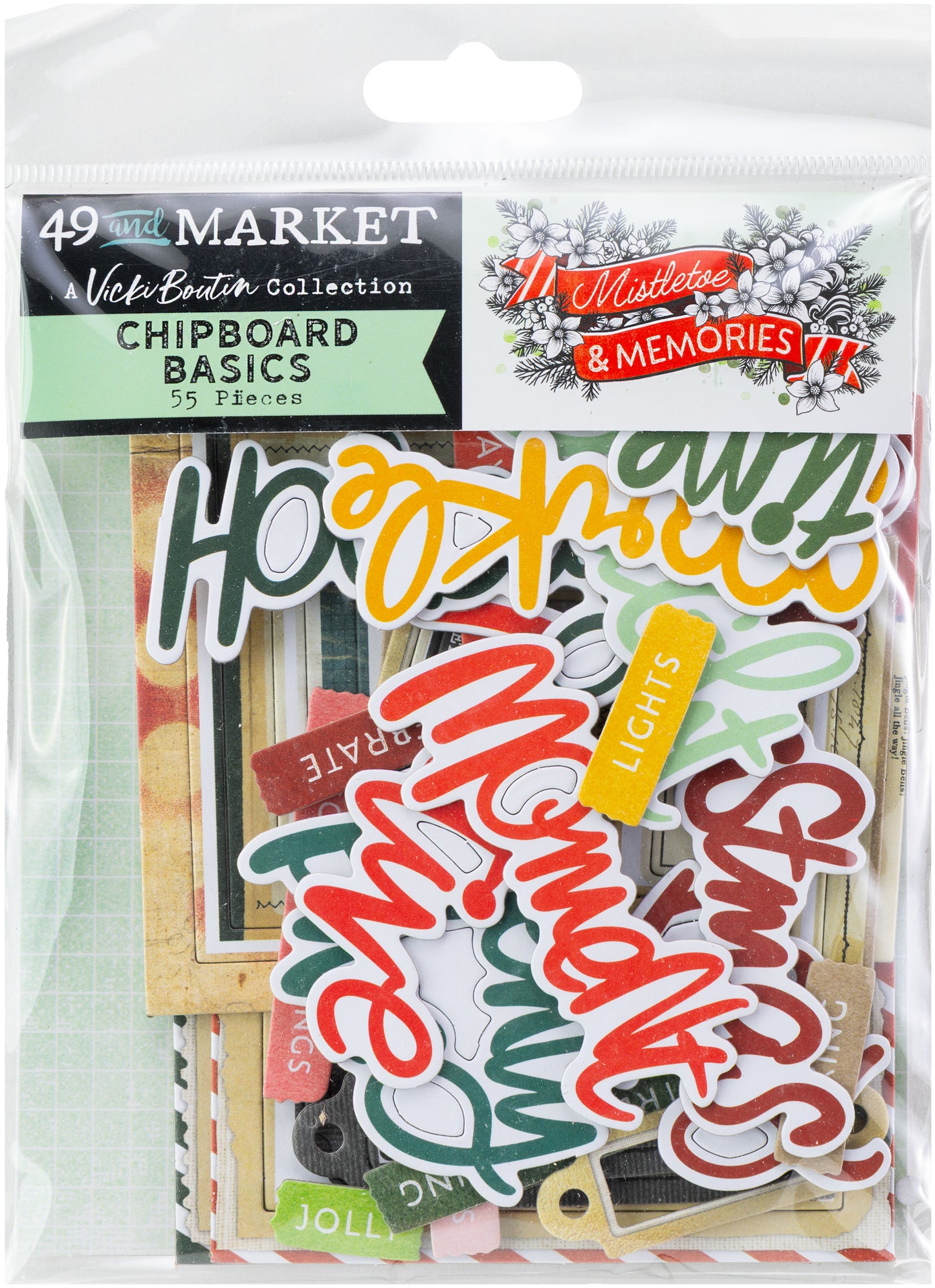 49 & Market Mistletoe and Memories Chipboard Basics