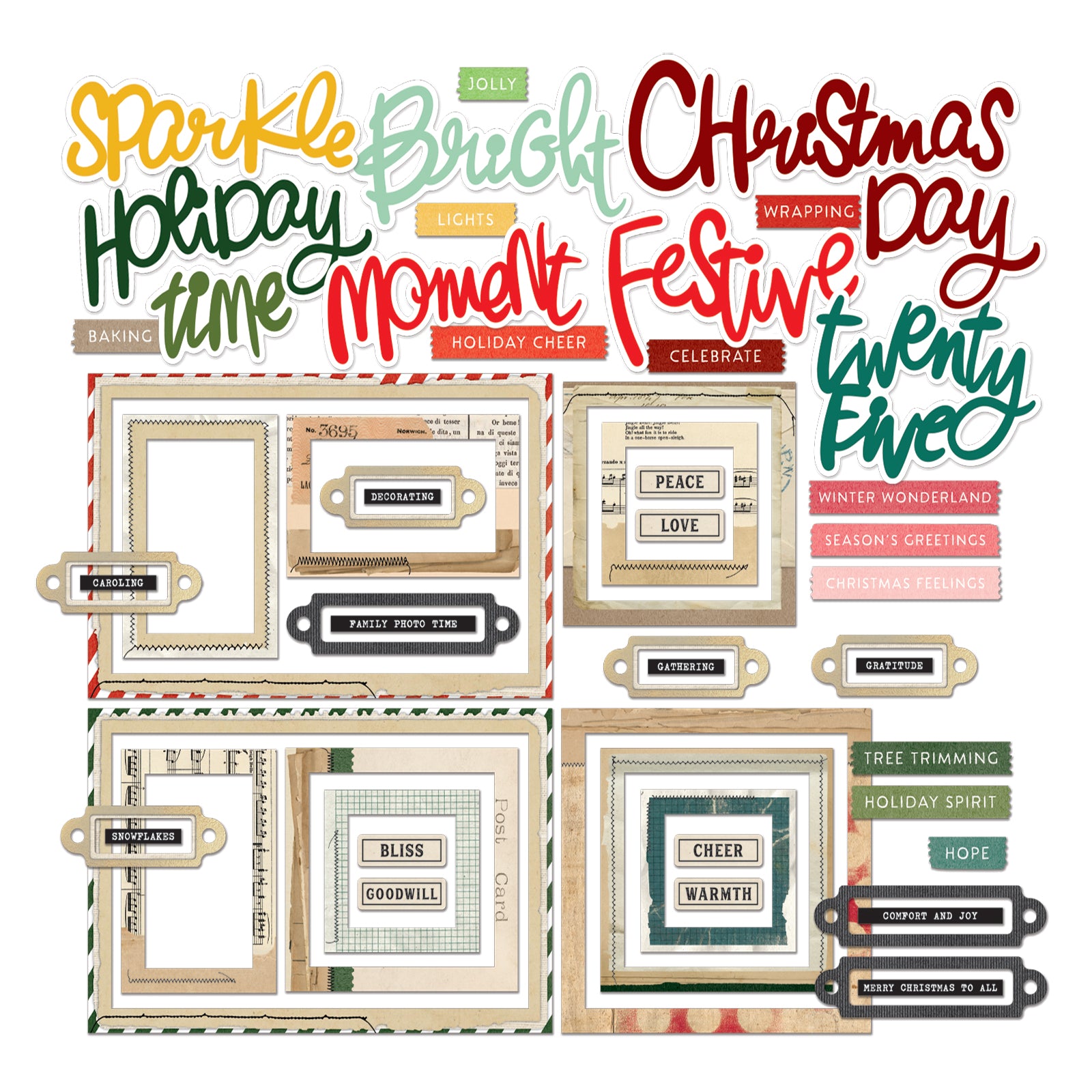 49 & Market Mistletoe and Memories Chipboard Basics