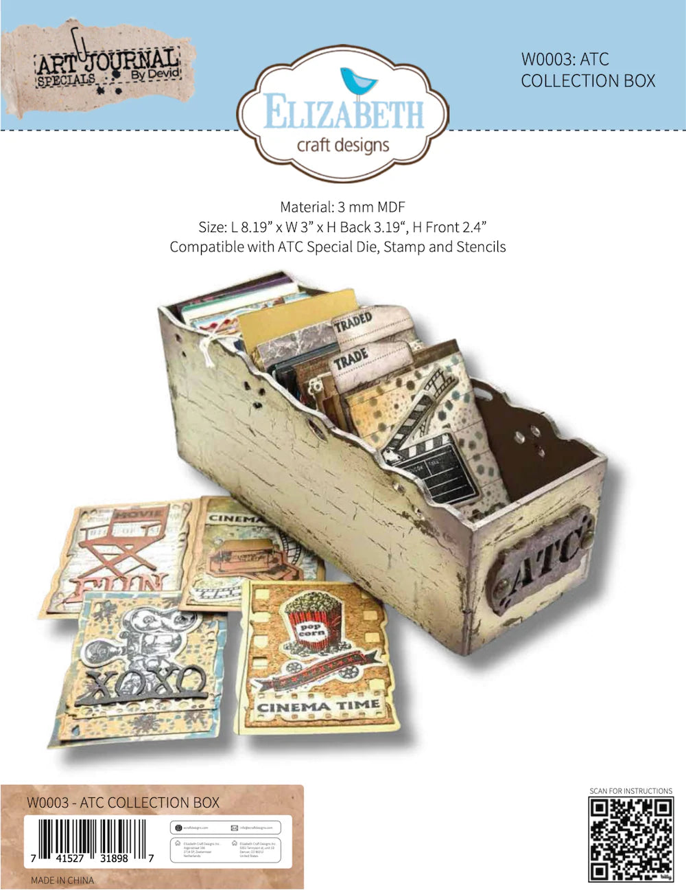 Elizabeth Craft Designs Wooden ATC Collection Box Kit