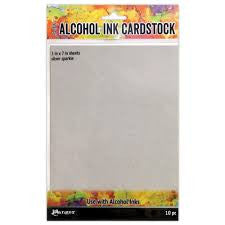 Cartulina con tinta con alcohol Tim Holtz Silver Sparkle 5" x 7" (10 piezas)