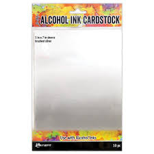 Tim Holtz Alcohol Inkt Cardstock Geborsteld Zilver