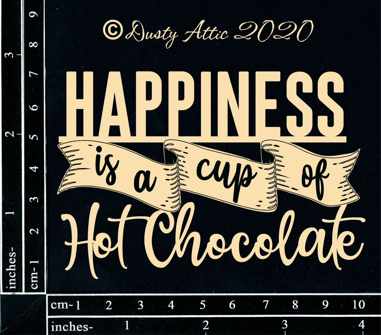 La felicidad del aglomerado del ático polvoriento es una taza de chocolate caliente