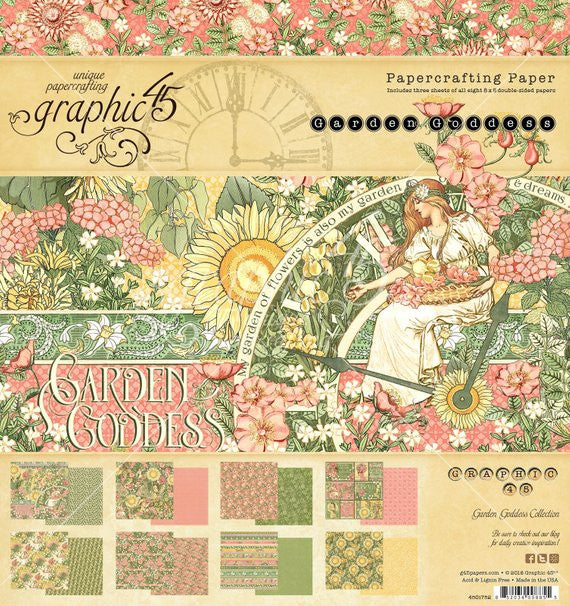 Paquete de colección Graphic 45 Garden Goddess de 12" x 12"