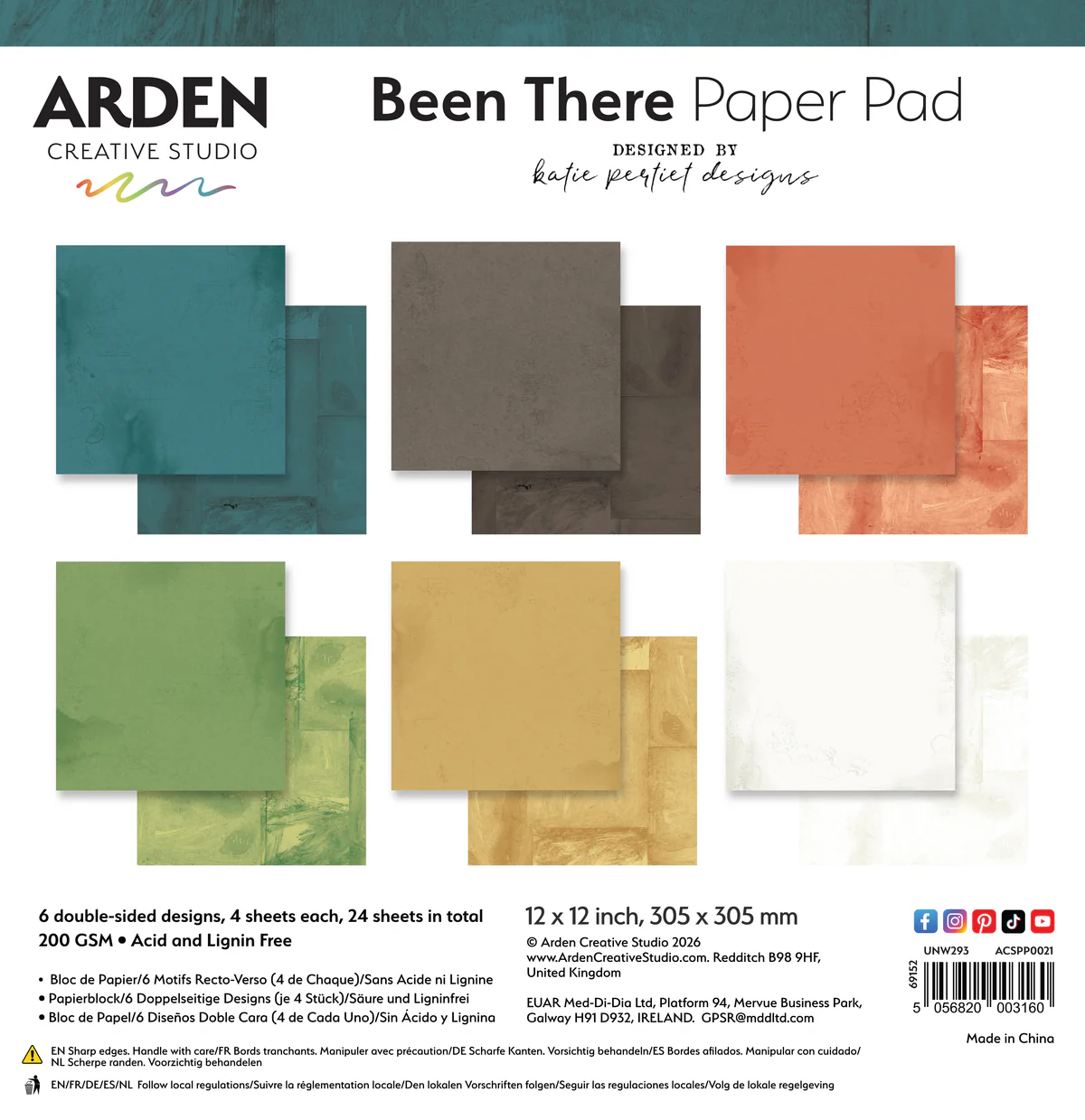 Arden Creative Studio Been There Solids 12” x 12” Paper Pad