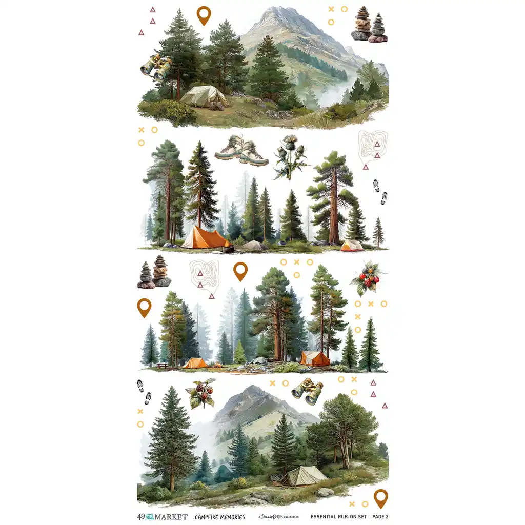49 & Market Campfire Memories 6 x 12 Essential Rub-on Transfer Set