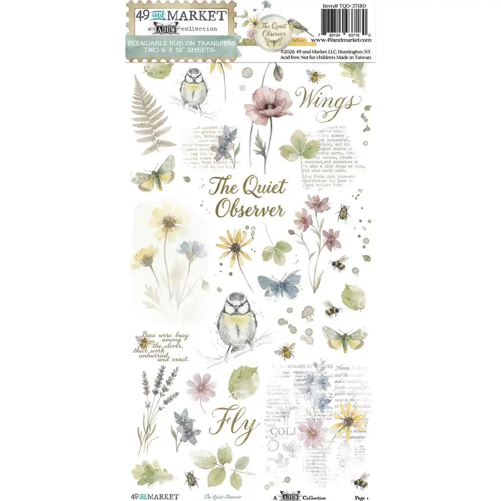 49 & Market The Quiet Observer 6 x 12 Blendable Rub-on Transfer Set