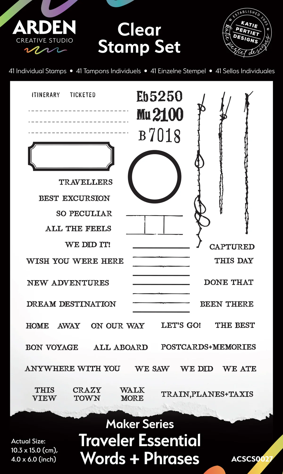 Arden Creative Studio - Maker Series - Traveler Essential Words + Phrases Stamp Set