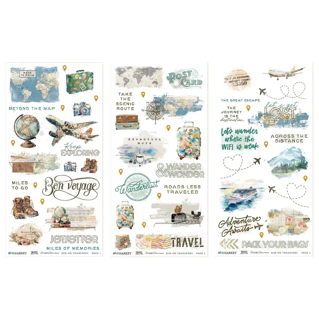 49 & Market Travel Diaries 6 x 12 Rub-On Transfer Set