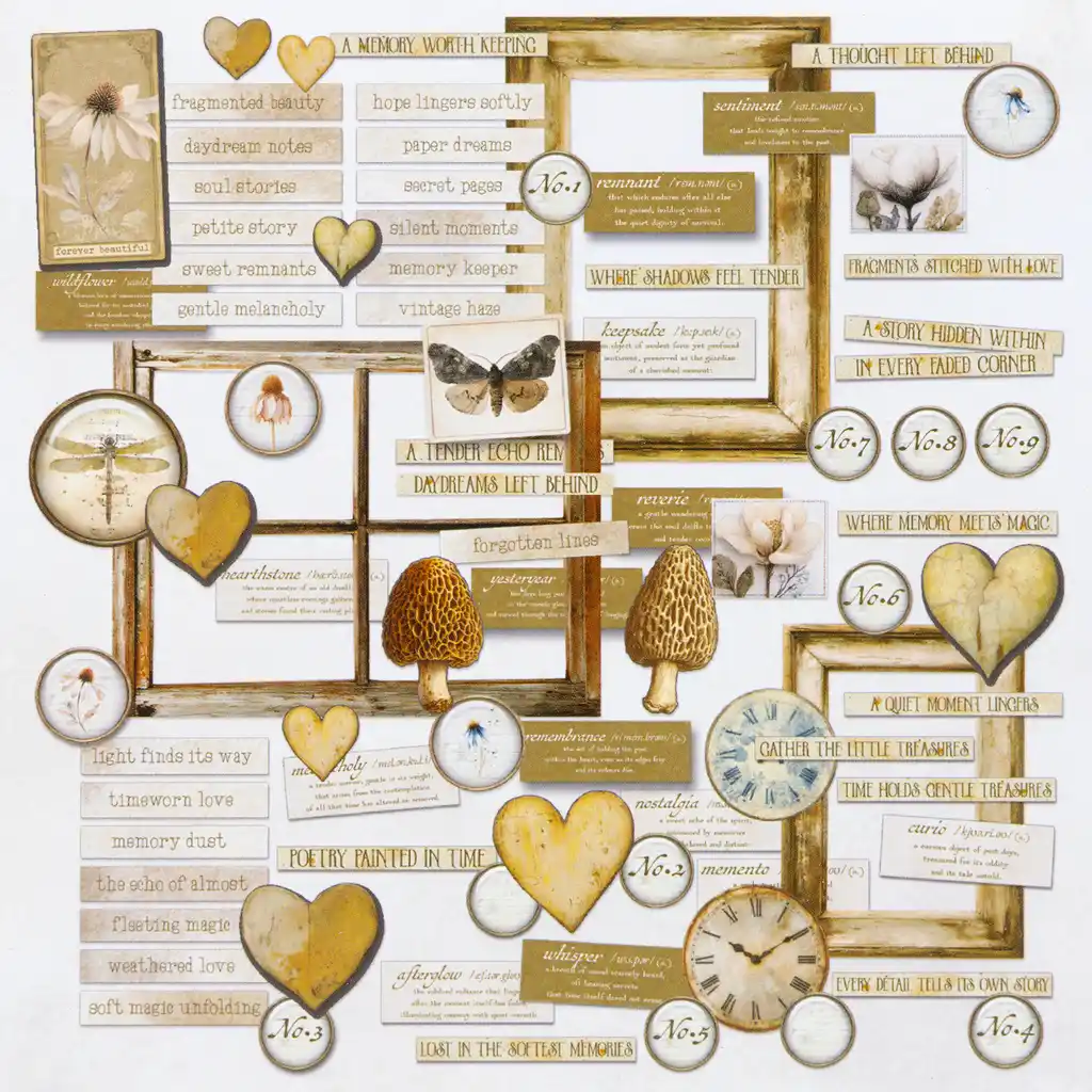 49 & Market Faded Memory Lane Chipboard Set
