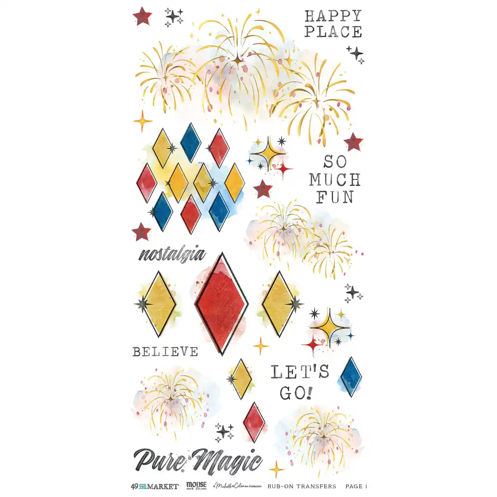 49 & Market Mouse & Co. 6 x 12 Blendable Rub-on Transfer Set