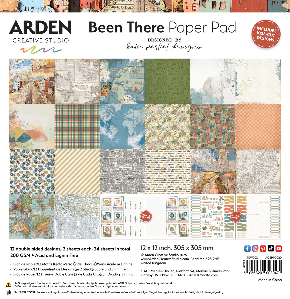 Arden Creative Studio Been There 12” x 12” Paper Pad