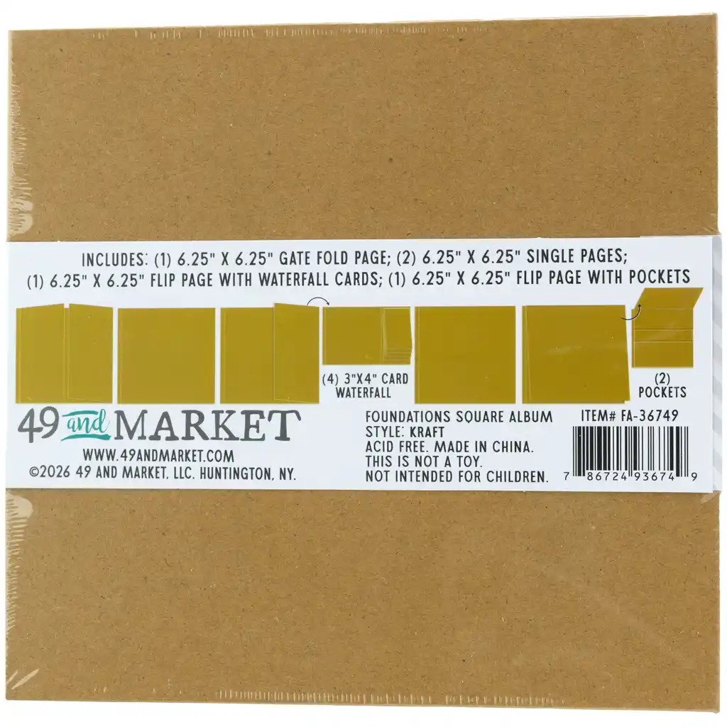 49 & Market Foundations Essential Square Album - Kraft (w/pages)