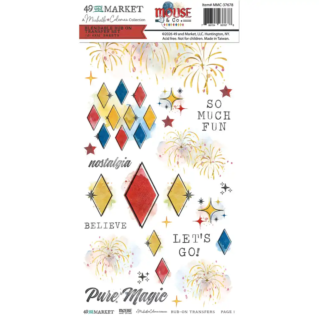 49 & Market Mouse & Co. 6 x 12 Blendable Rub-on Transfer Set