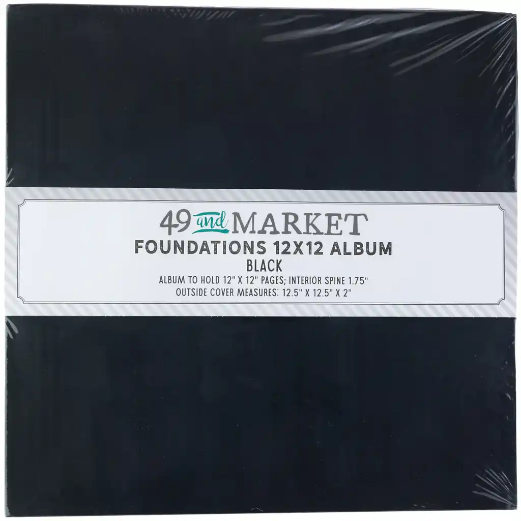 49 & Market Foundations Essential 12 x 12 Album - Black (w/pages)