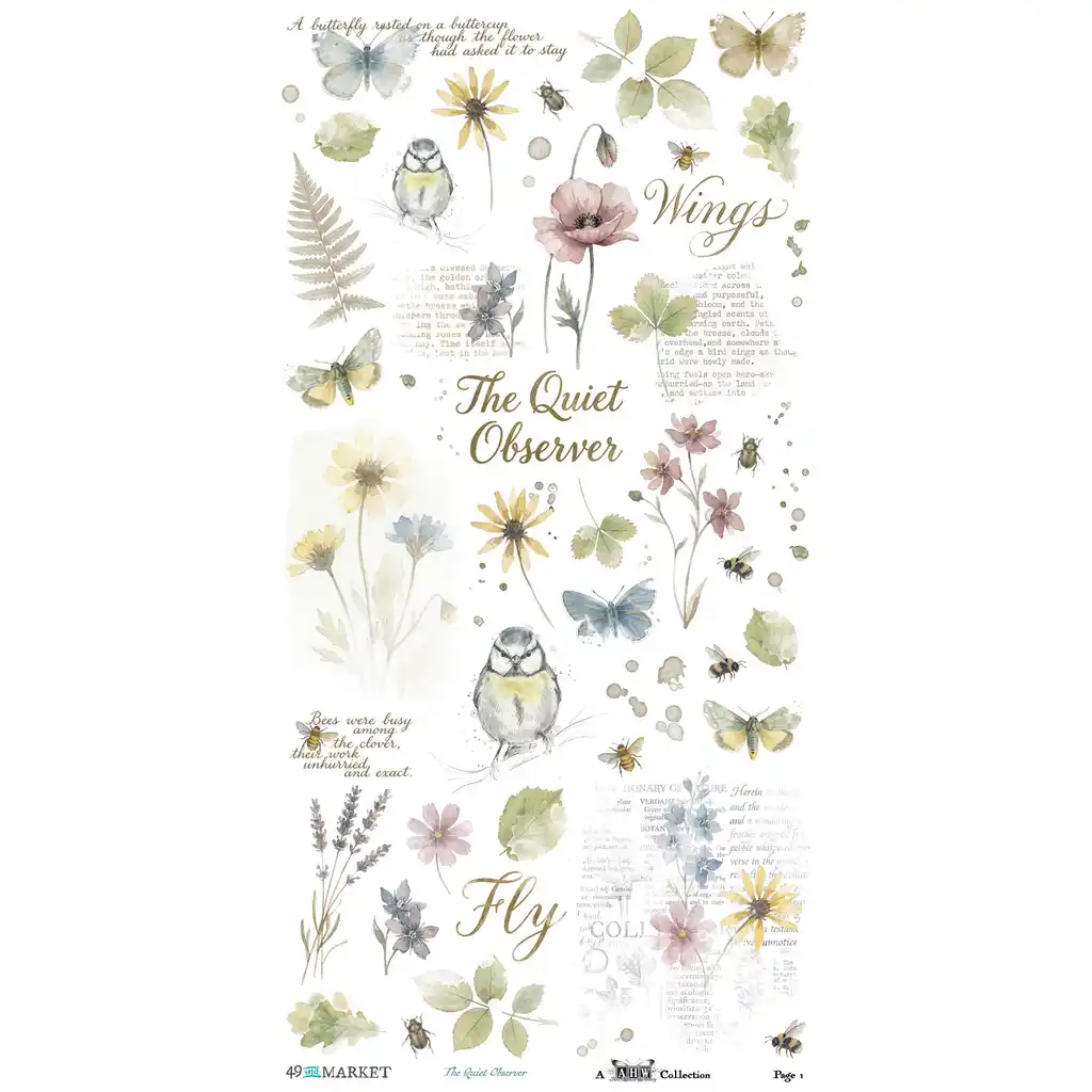 49 & Market The Quiet Observer 6 x 12 Blendable Rub-on Transfer Set