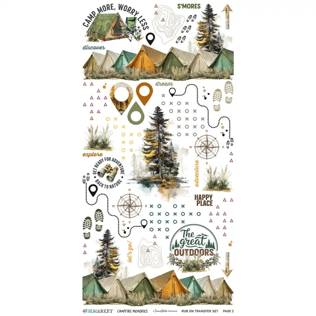 49 & Market Campfire Memories 6 x 12 Blendable Rub-on Transfer Set